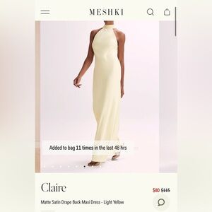 COPY - Meshki Claire Satin Drape Back White Maxi Dress